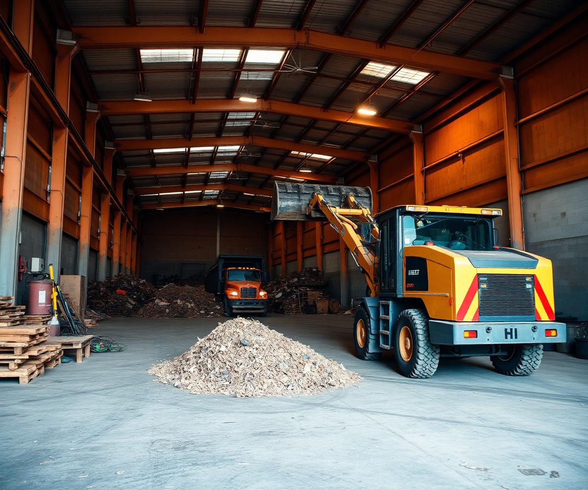 Waste transfer operations inside an industrial facility